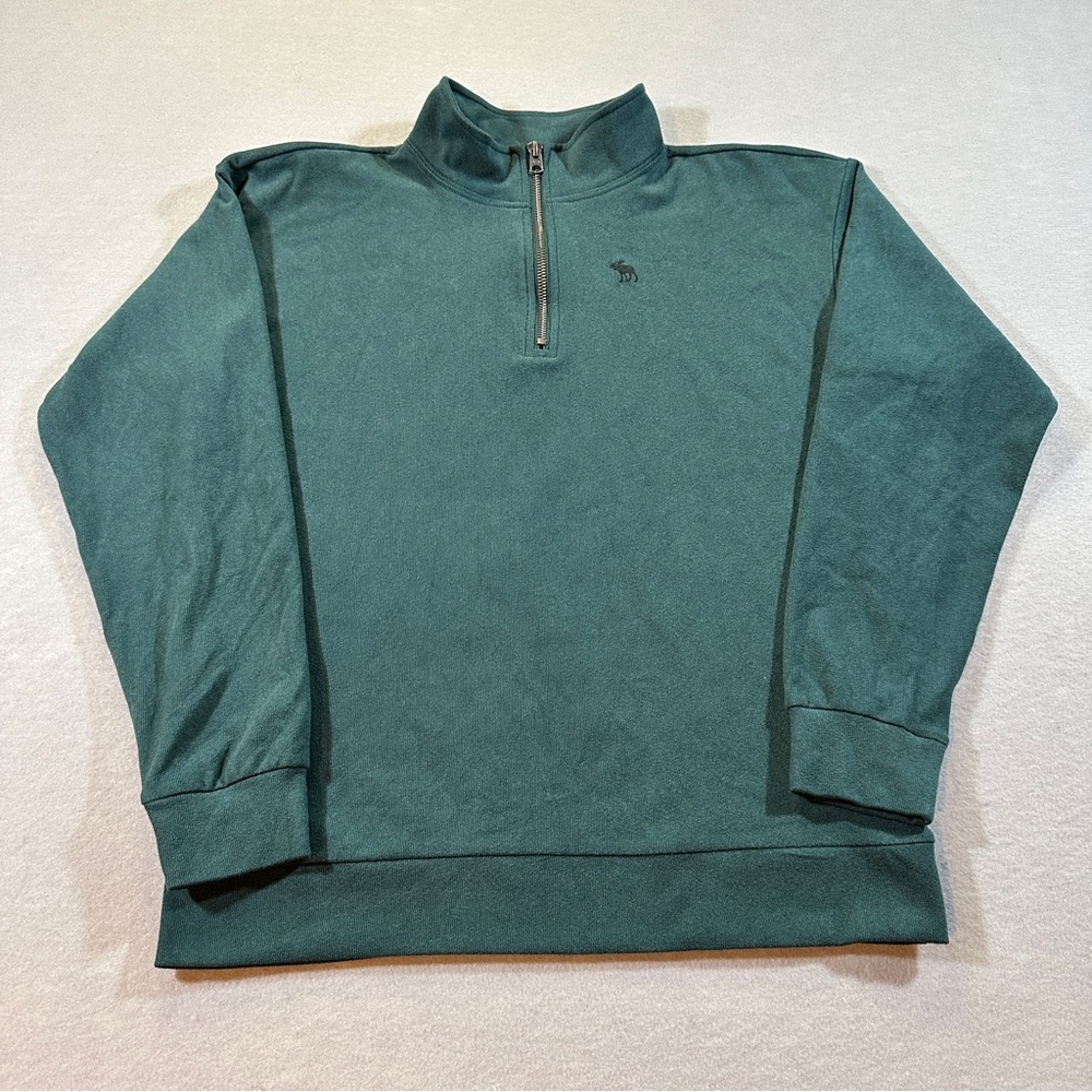 Abercrombie Kids Boys 15/16 Relaxed Fit Quarter Zip‎ Pullover Teal Cozy Warm